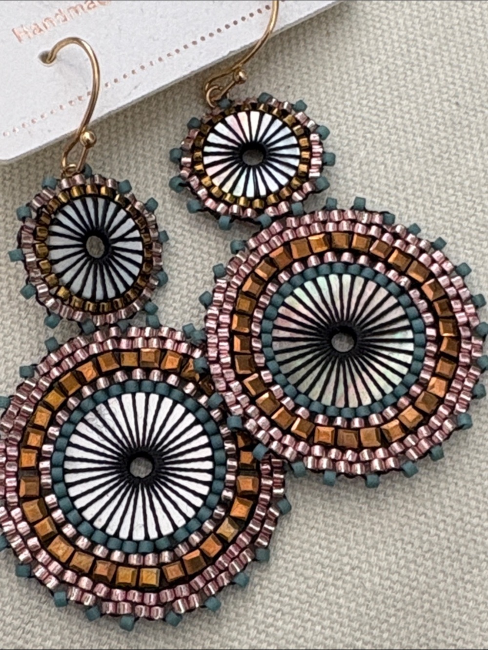 RUSH by Denis & Charles Teal and Rose Gold Beaded Drop Earrings